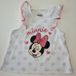Disney Minnie Mouse Polka Dot Kids Top - White and Pink
